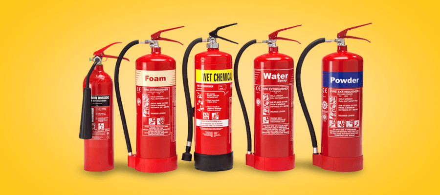 Foam, water, powder, wet chemical, co2 fire extinguishers